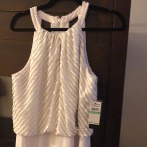 Keyhole Gown with Sequins and Silver Beads NWT